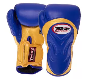 Перчатки боксерские кожаные BGVL6 Twins  10oz Золото-синий (37426141)