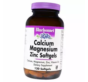 Кальций, Магний, Цинк и Витамин Д3, Calcium Magnesium Zinc Soft, Bluebonnet Nutrition  120гелкапс (36393026)