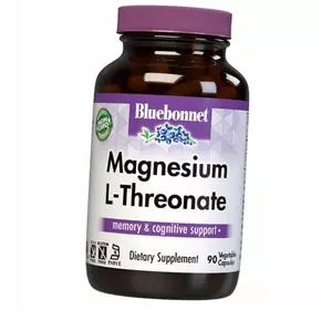Магний L-треонат, Magnesium L-Threonate, Bluebonnet Nutrition  90вегкапс (36393109)