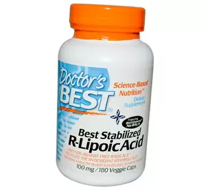 Стабилизированная R-липоевая кислота с BioEnhanced Na-RALA, Stabilized R-Lipoic Acid 100, Doctor's Best  180вегкапс (70327007)