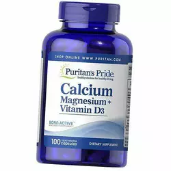 Кальций Магний Витамин Д3, Calcium Magnesium plus Vitamin D3 Caps, Puritan's Pride  100капс (36367221)