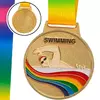 Медаль спортивная с лентой цветная Плавание C-0336     Золотой (33508328)