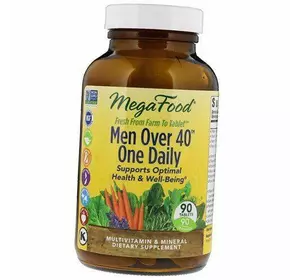 Витамины для мужчин после 40 лет, Men Over 40 One Daily, Mega Food  90таб (36343004)