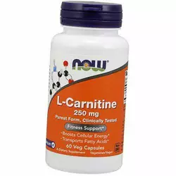 Л Карнитин Тартрат, Чистейшая форма, клинически протестированная, Carnitine 250, Now Foods  60вегкапс (02128001)
