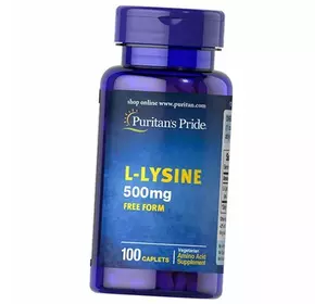 Лизин, L-Lysine 500 Caplet, Puritan's Pride  100каплет (27367018)