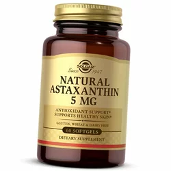 Натуральный Астаксантин, Natural Astaxanthin 5, Solgar  60гелкапс (70313015)