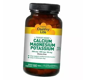 Кальций Магний Калий, Calcium Magnesium Potassium 500, Country Life  180таб (36124078)
