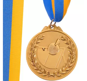 Медаль спортивная с лентой двухцветная Настольный теннис C-7028 FDSO    Золотой (33508338)