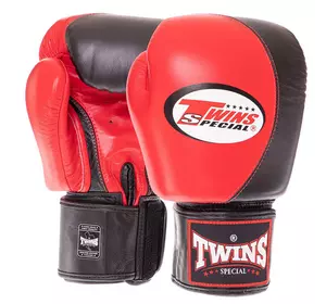 Перчатки боксерские кожаные Velcro BGVL8 Twins  10oz Красно-черный (37426137)