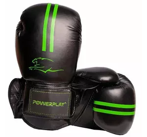 Боксерские перчатки 3016 Power Play  14oz Черно-зеленый (37228046)