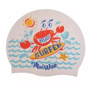 Шапочка для плавания детская Junior Surfer M057912 Mad Wave   Белый (60444167)