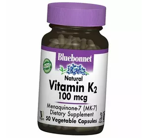 Витамин К2, Vitamin K2 100, Bluebonnet Nutrition  50вегкапс (36393015)