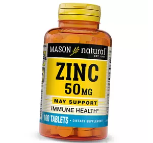 Глюконат Цинка, Zinc 50, Mason Natural  100таб (36529043)
