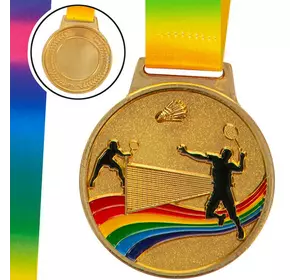 Медаль спортивная с лентой цветная Бадминтон C-0346 FDSO    Золотой (33508346)