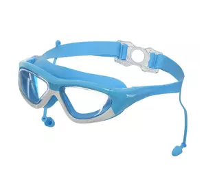Очки-полумаска для плавания детские с берушами 9200    Голубой (60508807)