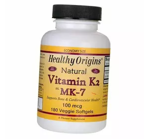Витамин К2, Менахинон-7, Vitamin K2 MK-7 100, Healthy Origins  180вег.гелкапс (36354025)
