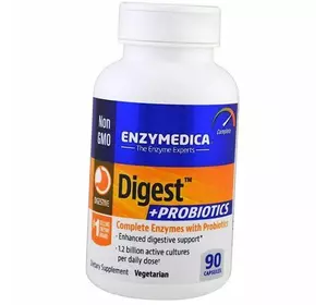 Ферменты и пробиотики для кишечника, Digest + Probiotics, Enzymedica  90капс (69466007)