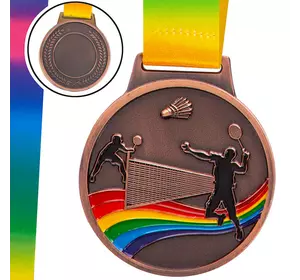Медаль спортивная с лентой цветная Бадминтон C-0346 FDSO    Бронзовый (33508346)