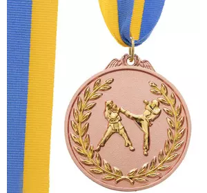 Медаль спортивная с лентой двухцветная Единоборства C-4853     Бронзовый (33508368)