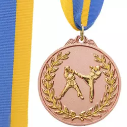 Медаль спортивная с лентой двухцветная Единоборства C-4853     Бронзовый (33508368)