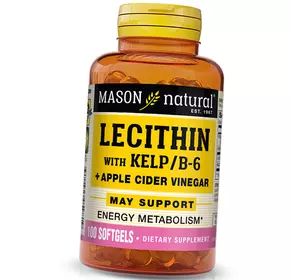 Лецитин Комплекс, Lecithin With Kelp/Vitamin B 6 Plus Cider Vinegar, Mason Natural  100гелкапс (72529014)