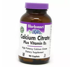 Цитрат Кальция и Витамин Д3, Calcium Citrate plus Vitamin D3, Bluebonnet Nutrition  90каплет (36393093)