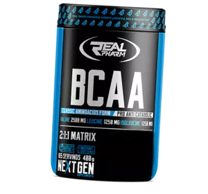 BCAA для мышечной массы и похудения, BCAA powder, Real Pharm  400г Кола-лимон (28055002)