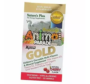 Мультивитамины для детей, Animal Parade Gold Children's Multi, Nature's Plus  60таб Вишня (36375027)