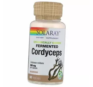 Ферментированный Кордицепс, Organically Grown Fermented Cordyceps, Solaray  60вегкапс (71411040)