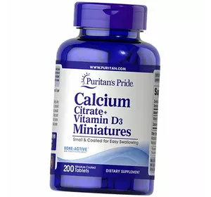 Цитрат Кальция и Витамин Д3, Calcium Citrate + Vitamin D3, Puritan's Pride  200таб (36367240)
