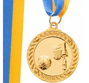 Медаль спортивная с лентой Баскетбол C-7019     Золотой (33508311)