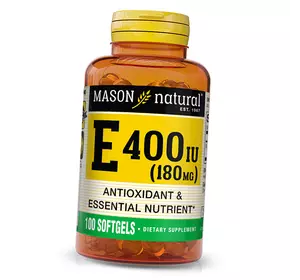 Витамин Е, Vitamin E 400, Mason Natural  100гелкапс (36529035)