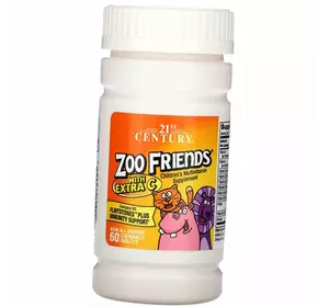 Детские витамины для иммунитета, Zoo Friends with Extra C, 21st Century  60таб (36440045)