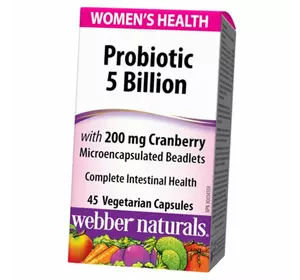 Пробиотики, Probiotic 5 Billion with Cranberry, Webber Naturals  45капс (69485006)