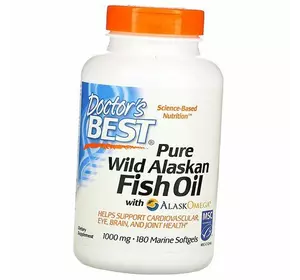 Чистый рыбий жир из дикой Аляски, Pure Wild Alaskan Fish Oil, Doctor's Best  180гелкапс (67327005)