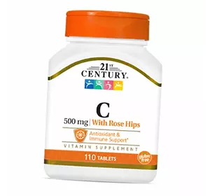 Витамин С с Шиповником, Vitamin C 500 with Rose Hips, 21st Century  110таб (36440065)