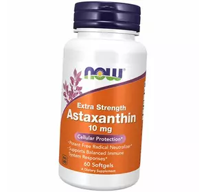 Астаксантин, Astaxanthin 10, Now Foods  60гелкапс (70128017)