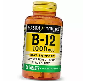 Витамин В12, Цианокобаламин, Vitamin B-12 1000, Mason Natural  60таб (36529004)