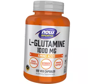 Глютамин для иммунитета и транспортировки азота, L-Glutamine Double Strength 1000, Now Foods  120вегкапс (32128003)