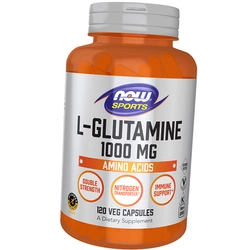 Глютамин для иммунитета и транспортировки азота, L-Glutamine Double Strength 1000, Now Foods  120вегкапс (32128003)