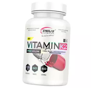 Витамин К2, Менахинон-7, Vitamin K2 100, Genius Nutrition  60таб (36562006)