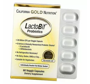 Пробиотики, LactoBif Probiotics 30 Billion, California Gold Nutrition  60вегкапс (69427002)