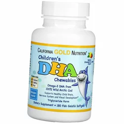 Омега 3 для детей, Children's DHA Chewables, California Gold Nutrition  180гелкапс Клубника-лимон (67427007)
