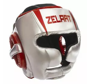 Шлем боксерский с полной защитой BO-1328 Zelart  M Серебряно-красный (37363085)
