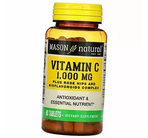 Витамин С с Шиповником и Биофлавоноидами, Vitamin C 1000 + Rose Hips & Bioflavonoids, Mason Natural  90таб (36529007)