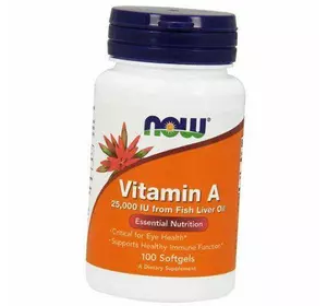 Витамин А, Vitamin A 25000, Now Foods  100гелкапс (36128044)