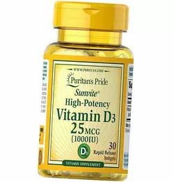 Витамин Д3, Холекальциферол, Vitamin D3 1000, Puritan's Pride  30гелкапс (36367049)