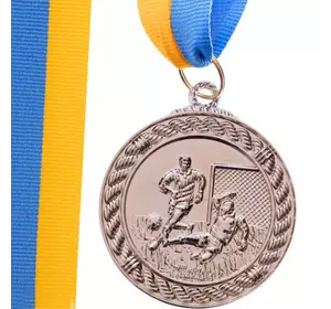 Медаль спортивная с лентой Футбол C-7020     Серебряный (33508319)