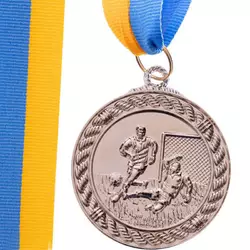 Медаль спортивная с лентой Футбол C-7020     Серебряный (33508319)