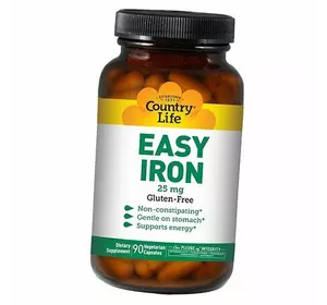 Железо в легкоусвояемой форме, Easy Iron, Country Life  90вегкапс (36124060)